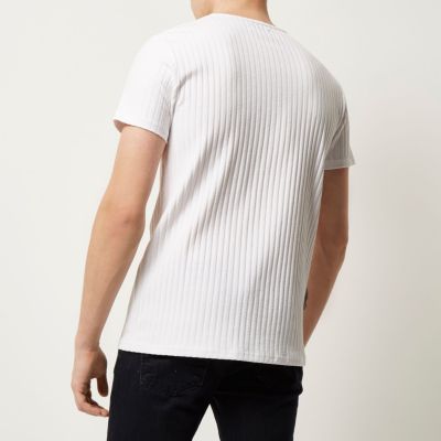 White chunky ribbed short sleeve top